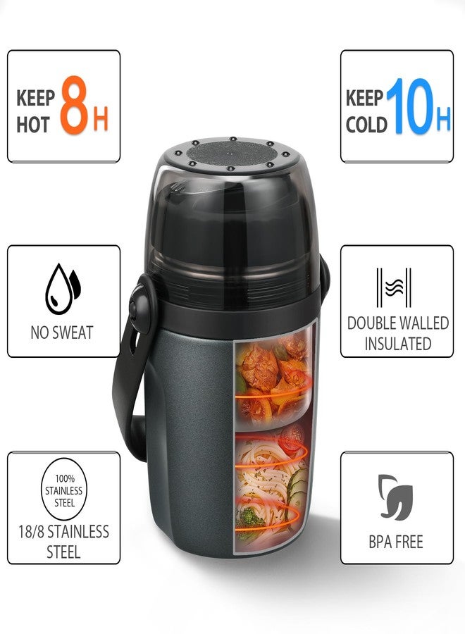 wiwens 32oz Lunch Containers for Adults Kids Soup Thermo for Hot Food Jar Stainless Steel Insulated Vacuum Leak Proof Wide Mouth Thermal Bento Box with Spoon and Tritan Lid - Image 3